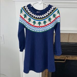 Hanna Andersson Navy Blue Fair Isle Sweater Dress 4 GUC